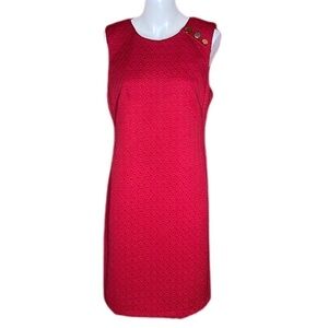 Cappagallo Shift Dress Quilt Look Fire Red Size 8